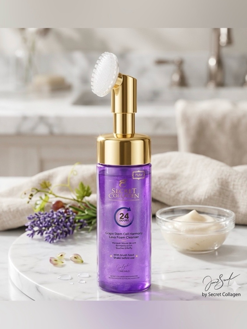 Secret Collagen Apple & Grape Stem Cell Harmony Lava Foam Cleanser ~Retail $229